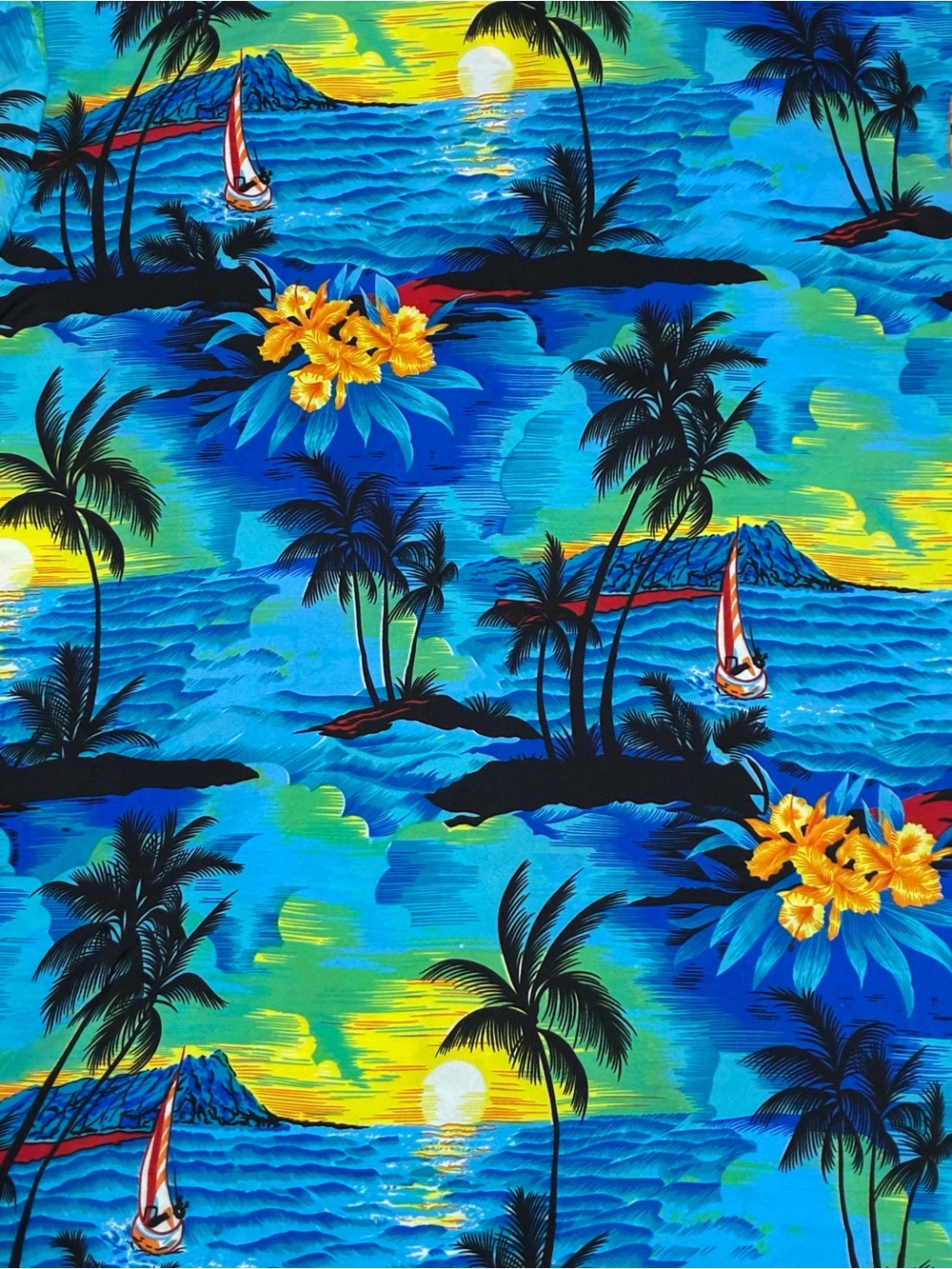 King Kameha Hawaiian Shirt Mens Plus Sz 6XL Tropical Palm Tree Ocean Aloha Blue - Picture 3 of 8